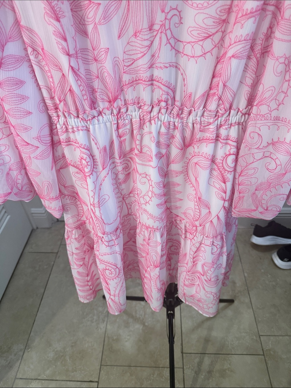 Lilly Pulitzer Pink Paisley V-Neck Tiered Dress - Picture 4 of 5